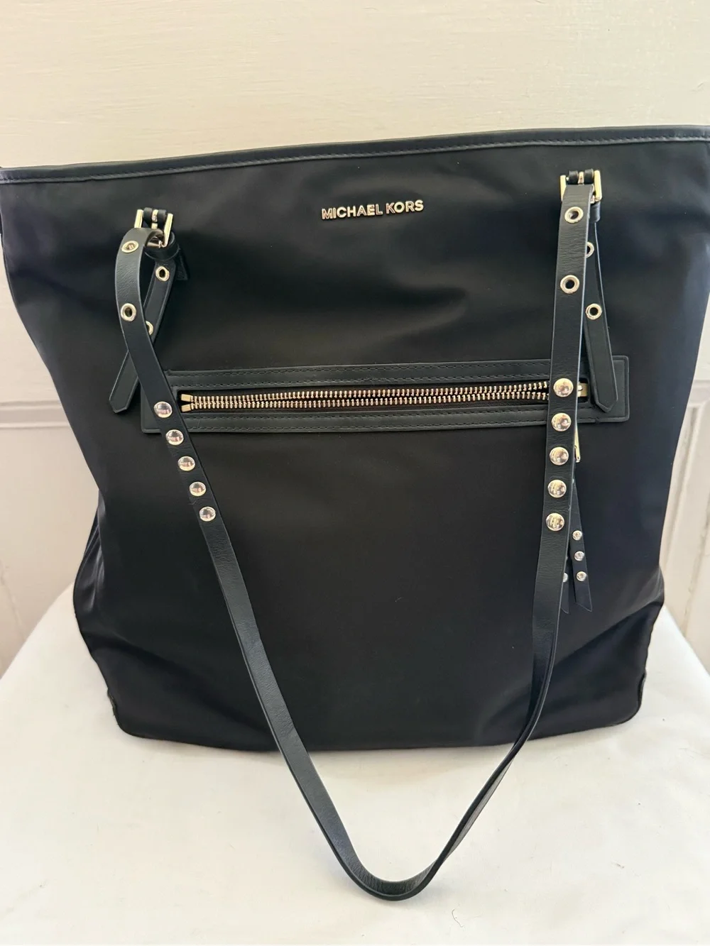 Michael Kors Black Tote with Gold Stud Accents - Picture 2 of 3